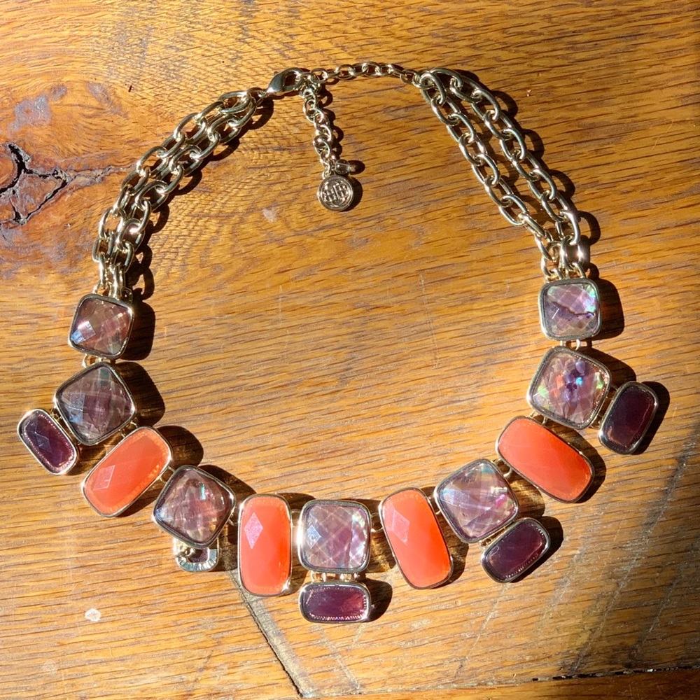 DANA BUCHMAN 18-INCH NECKLACE ORANGE GOLDTONE PURPLE